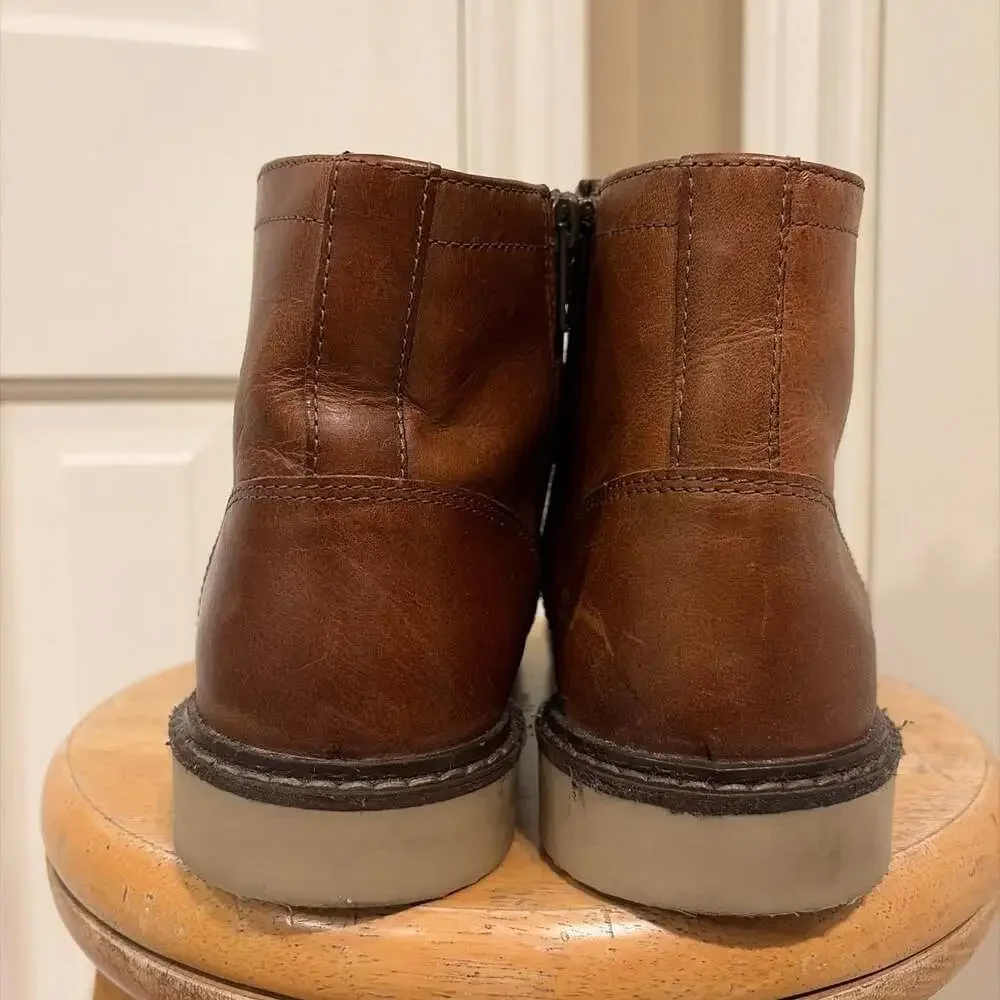 Crown Vintage Men's Brown Leather Lace-Up Combat Boots Size 9